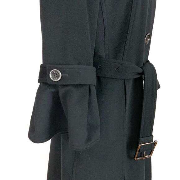 Burberry Prorsum Black Cashmere Blend Pleated Midi Length Trench Coat M - Picture 10 of 16
